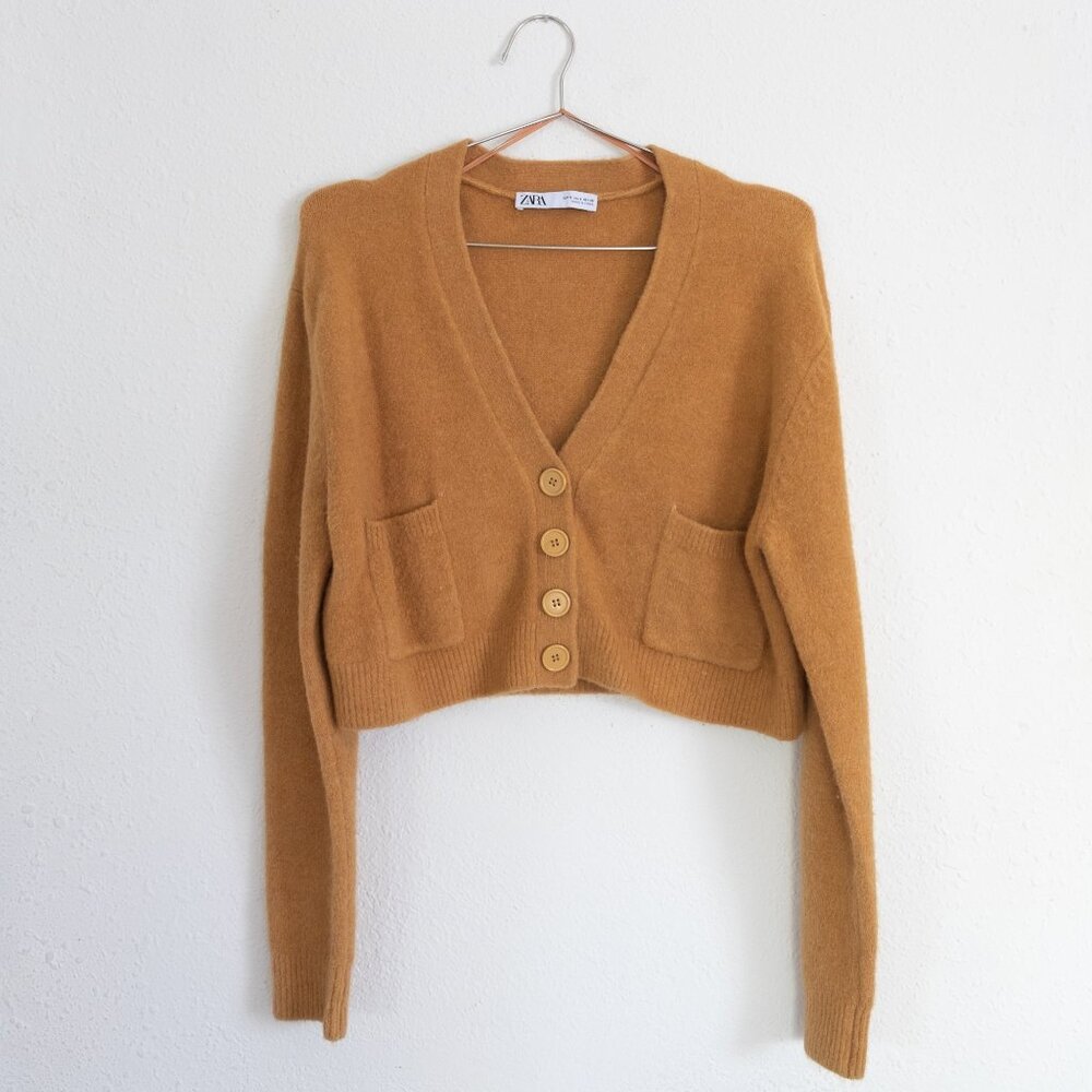 Cropped camel cardigan